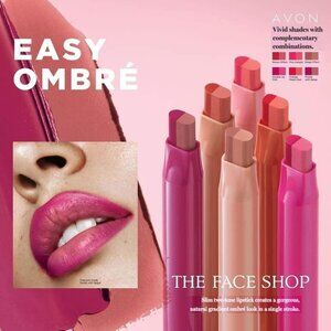 Avon Face Shop Flat Two Tone Lipstick PINK DELIGHT Shiny Gloss Finish NEW SEALED